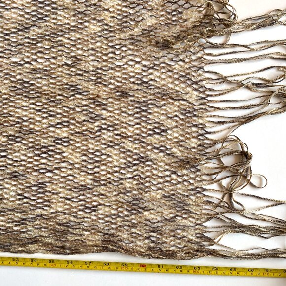 Missoni Style Scarf Beige Taupe Brown Design Loose Knit Women Designer Shawl - Picture 5 of 9